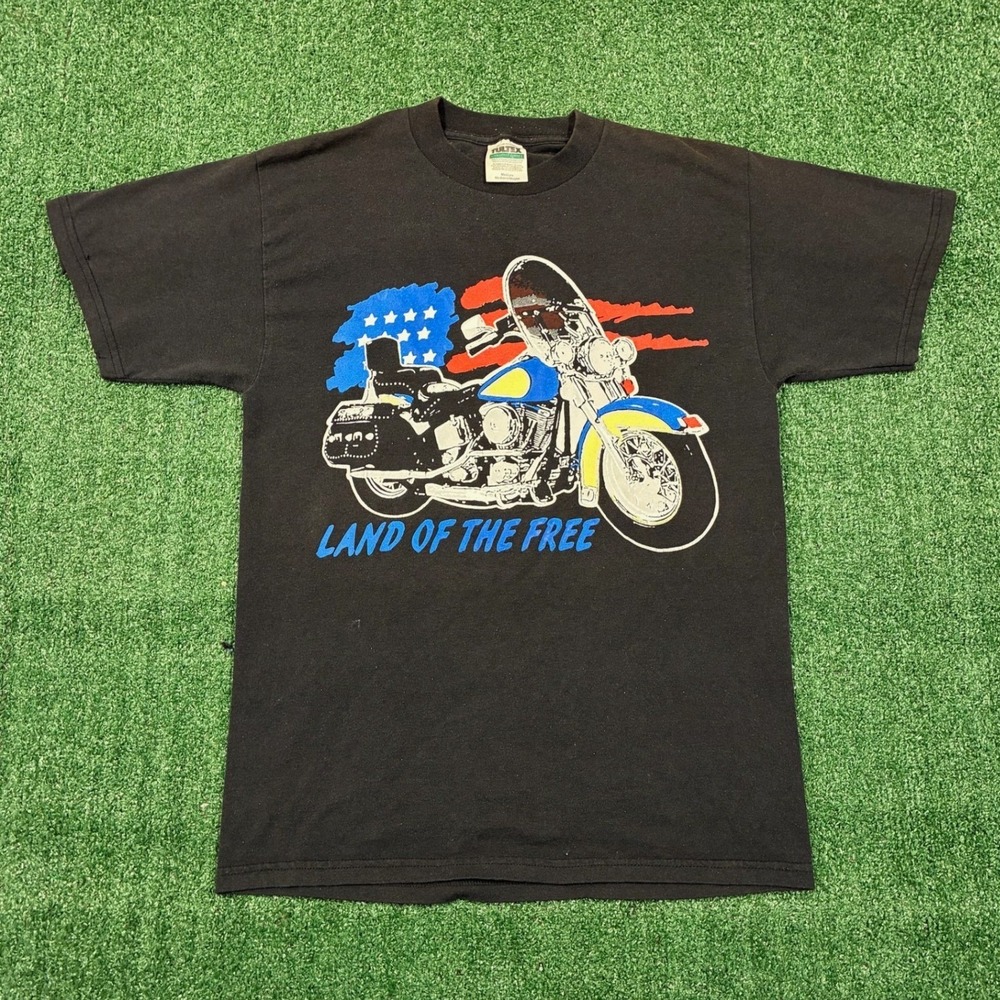 Vintage 90s Motorcycle "Land of the Free" Biker Graphic T-shirt